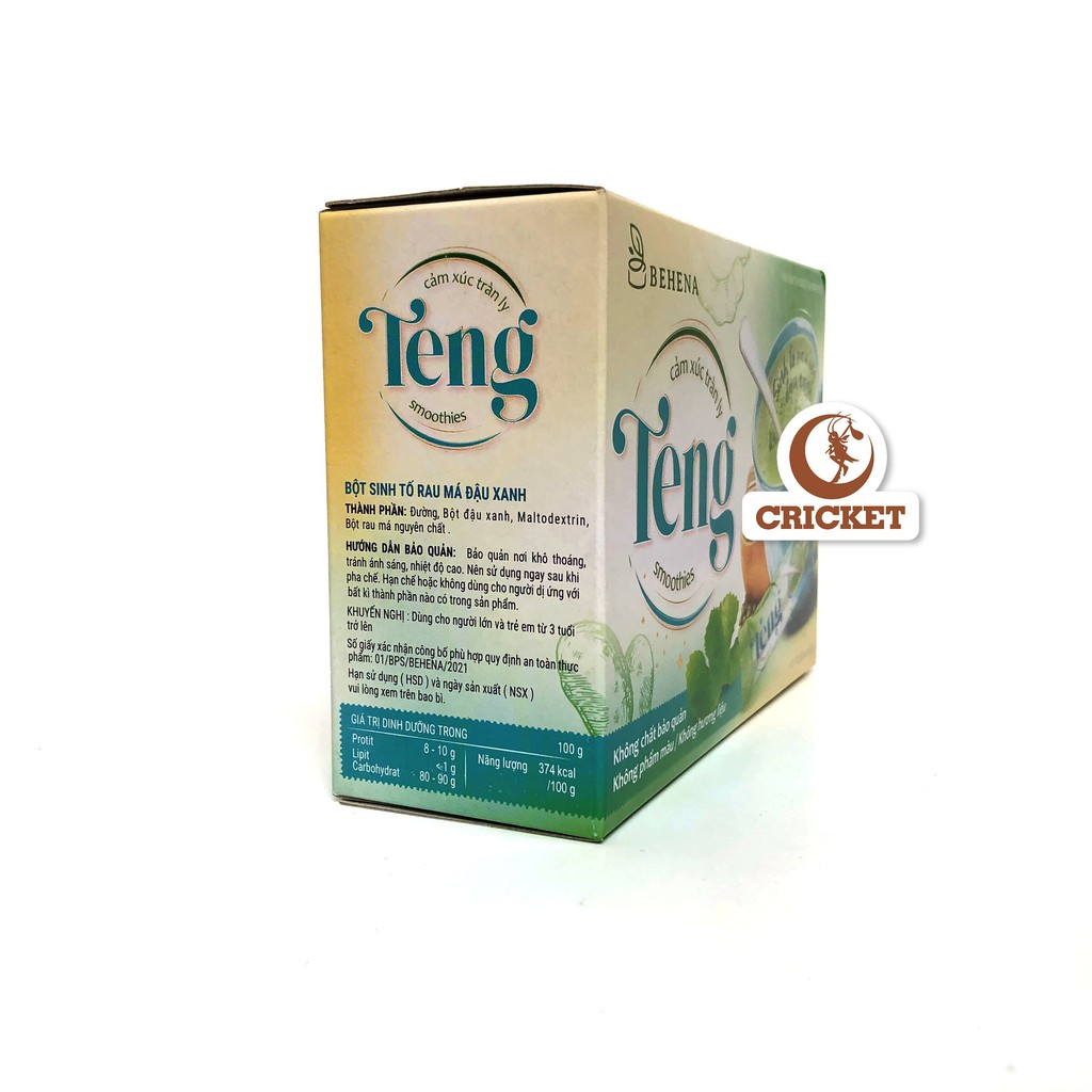 Bột Rau Má Đậu Xanh Teng ( Hộp 10 gói - 15gr) - hương vị thơm ngon - thanh lọc cơ thể, giải khát - Mát Gan