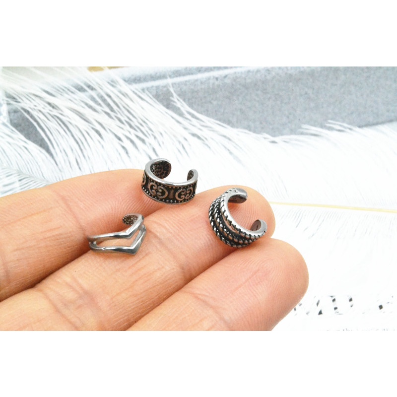 Khuyên Tai Nữ Kẹp Vành Tai Không Cần Bấm Lỗ Phong Cách Cổ Điển Thép Không Gỉ