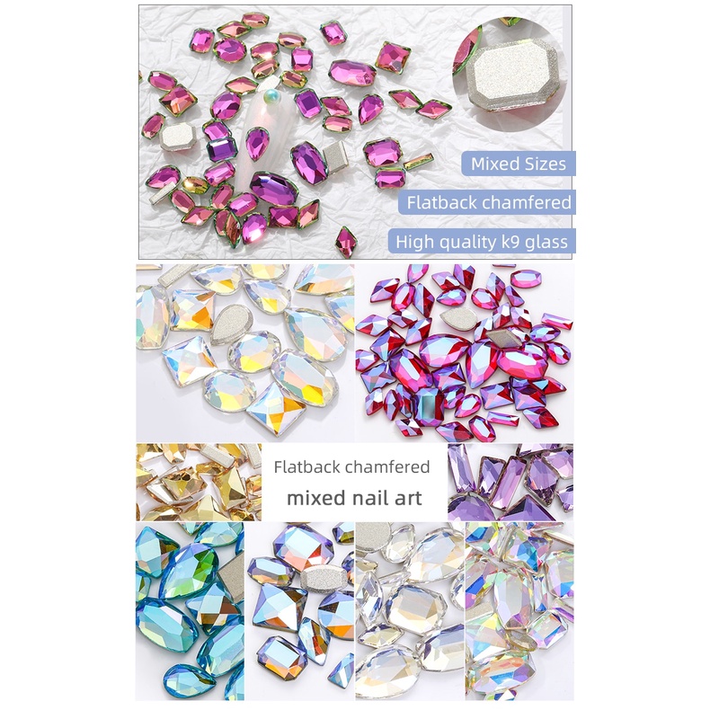 Set 20 Viên Đá Quý Nhân Tạo Mặt Phẳng Dùng Trang Trí Móng Tay Nghệ Thuật