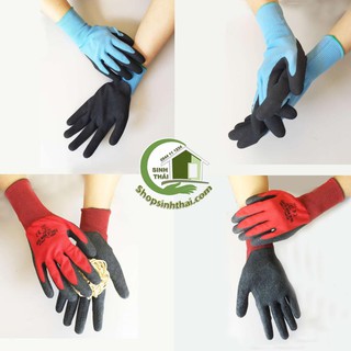 Găng tay làm việc phủ cao su chống trượt - bao tay bảo hộ lao động - chọn màu