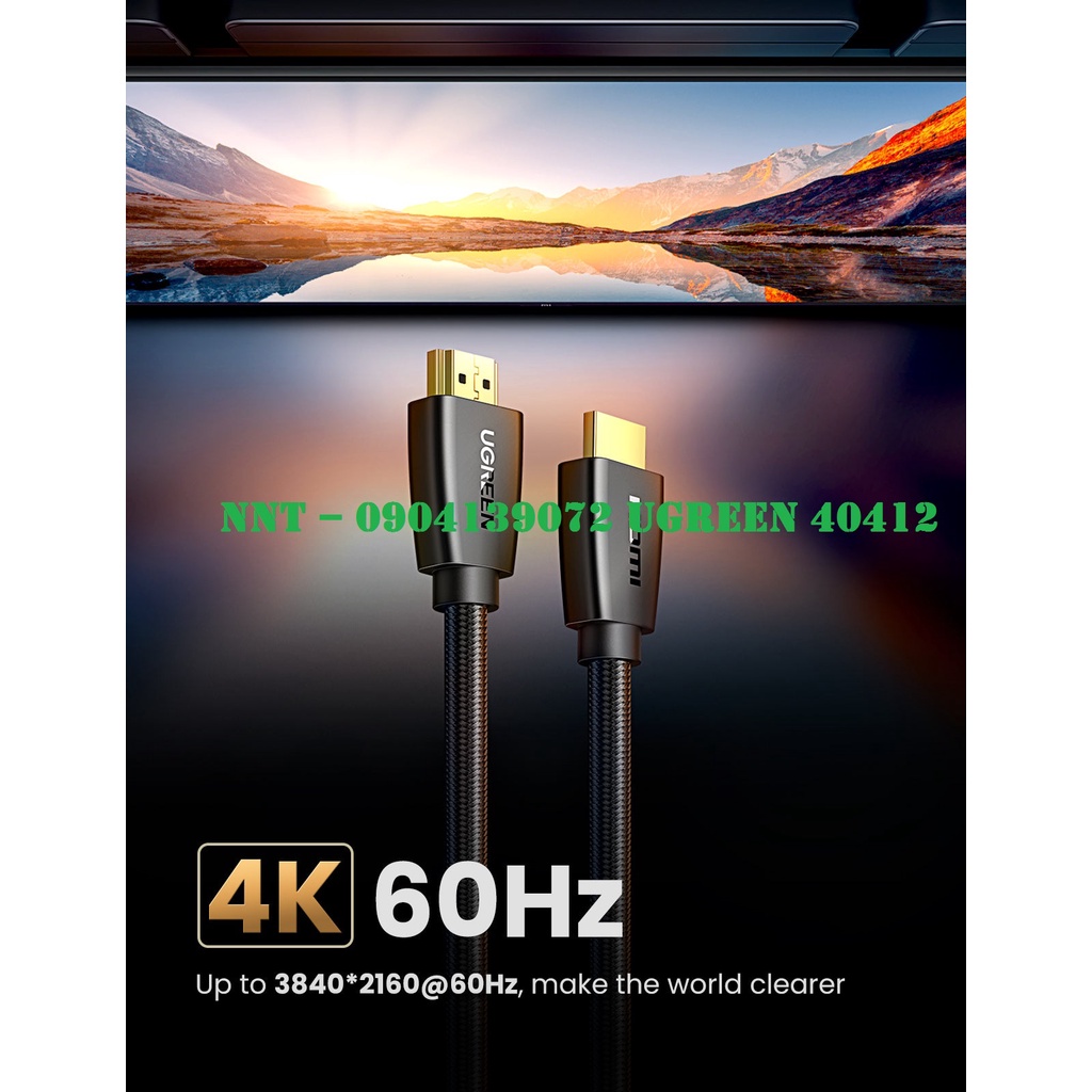 Cáp HDMI 2.0 dài 5m hỗ trợ full HD 4Kx2K chính hãng Ugreen 40412 cao cấp chính hãng