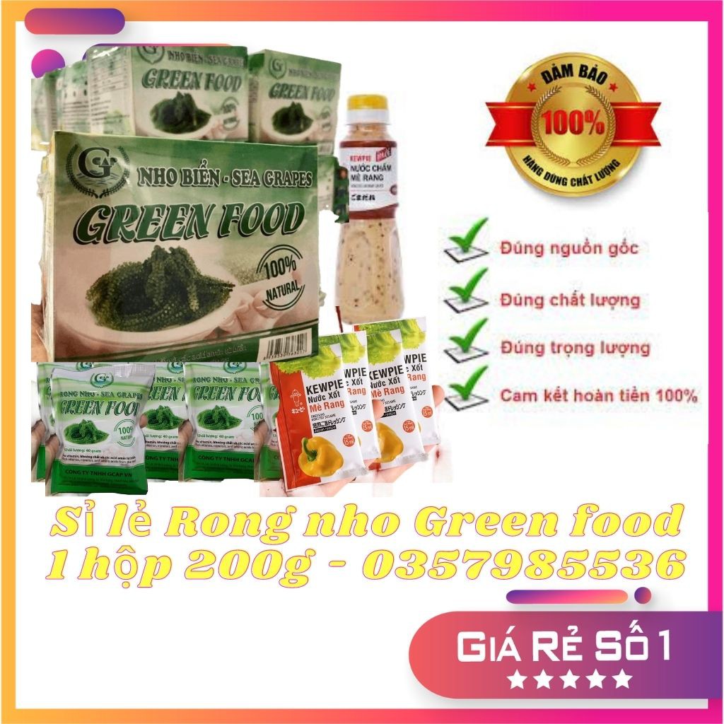 [NGOT10PTT] [Rẻ Vô Địch] 5 hộp Rong nho Green Food 100% Natural Hàng Công Ty Check Thông Tin Qua Mã Vạch