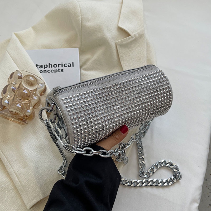 Ielgy Túi Xách Đính Kim Cương Giả Phối Dây Xích Dễ Phối Đồ Cho Nữ