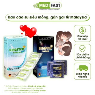 Bao cao su Kingster Condom - Malaysia - Siêu mỏng, gân gai, nhiều gel bôi trơn - Che tên sản phẩm - Hộp 12 chiếc