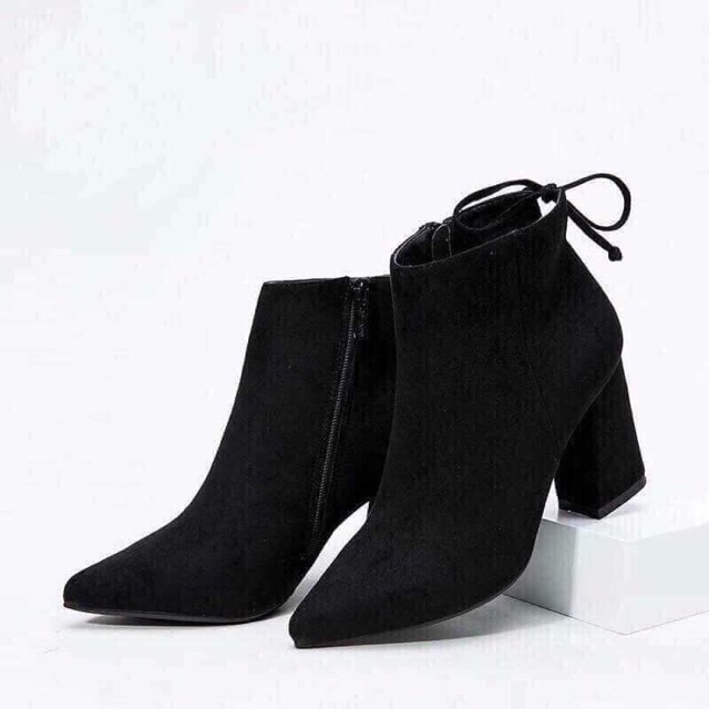 FREE SHIP boot nữ cổ thấp da lộn 5p kéo khóa ngang cực đẹp | BigBuy360 - bigbuy360.vn