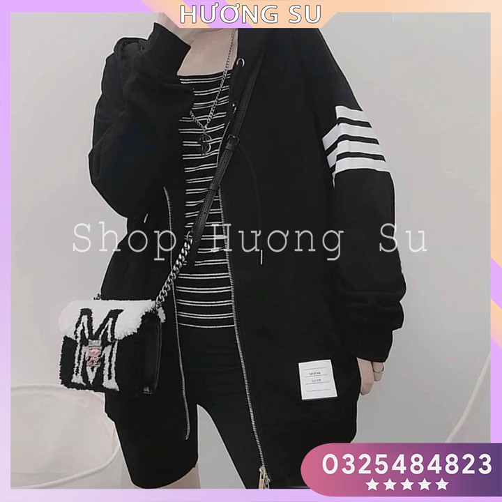Áo khoác nỉ 3 sọc ngang tay Hương Su - PVN2475