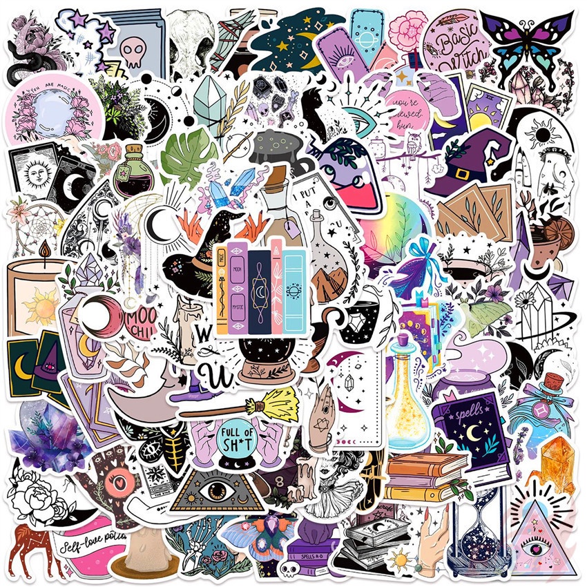 Bộ 100 Cái ❉ Miếng Dán Trang Trí Họa Tiết Graffiti Phong Cách Gothic Punk ❉ Sticker Dán Tường Chống Thấm Nước Họa Tiết Doodle Hợp Thời Trang