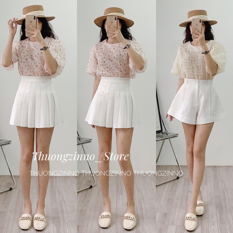 [Ảnh thật/Video] Áo hoa Chiffon Hoạ Tiết Hoa Nhí Cổ Tròn Thanh Lịch Dịu Dàng Cho Nữ ÁO SƠ MI TRẺ TRUNG HÀNG QUẢNG CHÂU