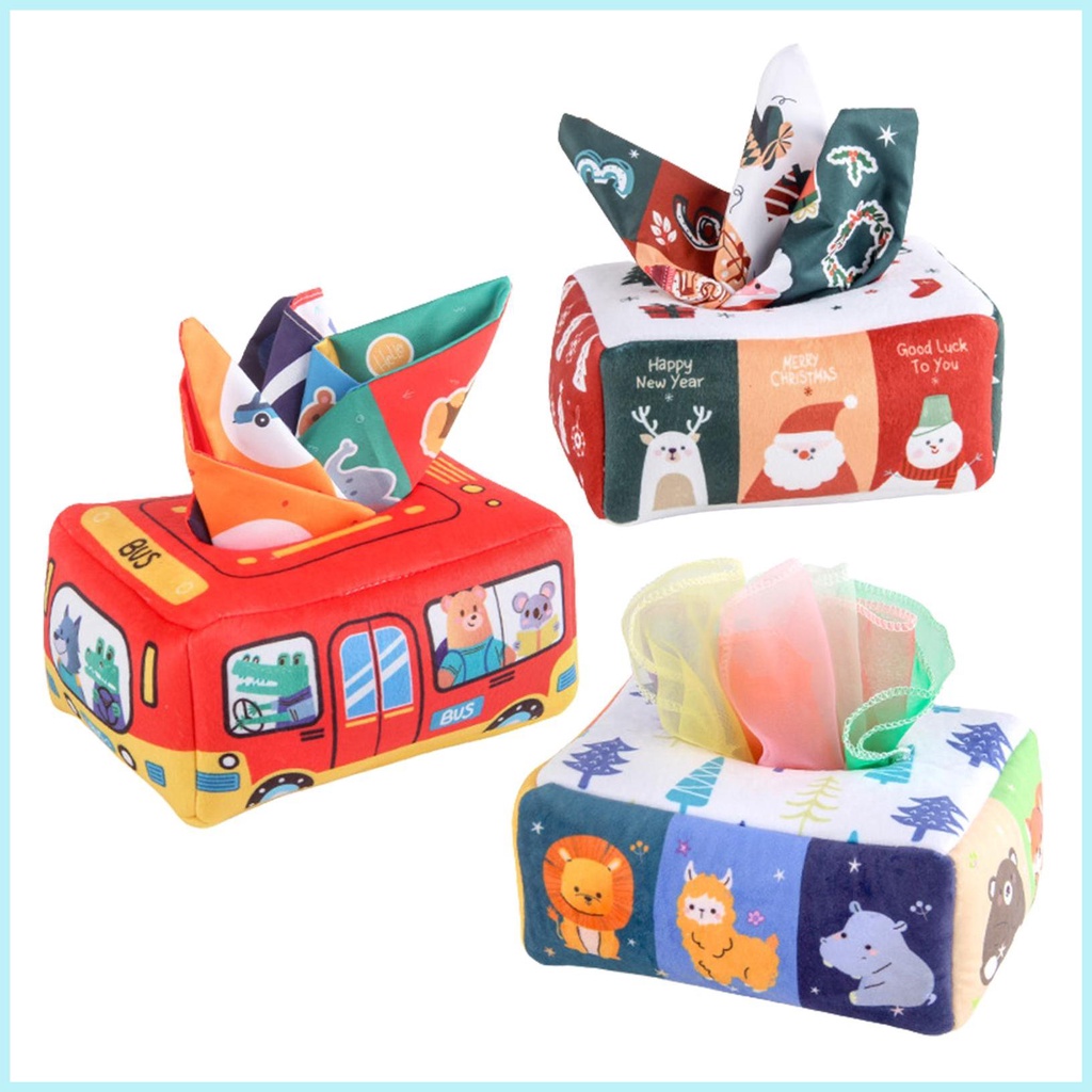 Hộp Khăn Giấy Ma Thuật Đồ Chơi Giáo Dục Theo Phương Pháp Montessori Cho Bé 6-12 Tháng Tuổi