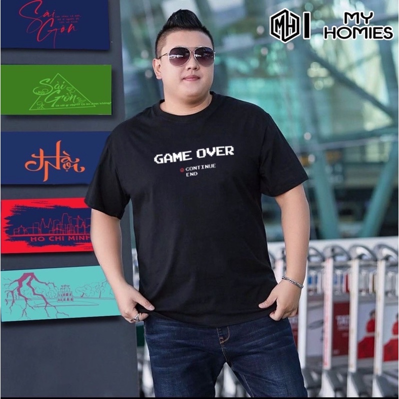 Áo thun cotton Big Size 50 - 120kg dày dặn và mềm mịn mẫu Game Over 2.0 - MH Store