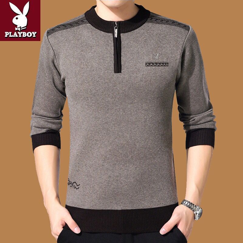 Áo dệt kim Playboy vừa người cổ tròn dày dặn giữ ấm thời trang thu đông cho nam trung niên | BigBuy360 - bigbuy360.vn