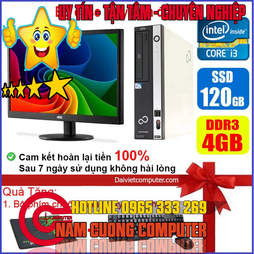 Bộ case máy tính để bàn Fujitsu CPU Core i7 / i5 / i3 / Ram 4GB / SSD 120GB / 240G + Màn hình 17 inch