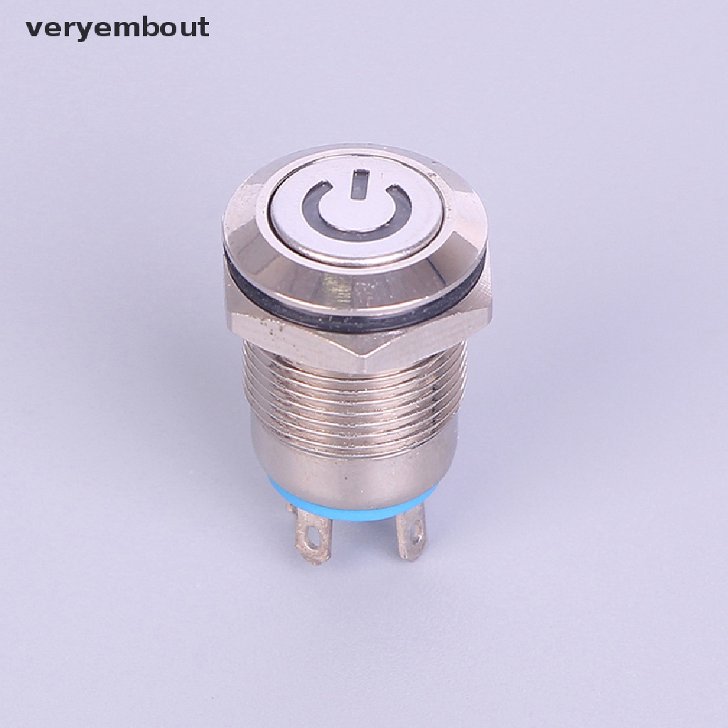 Nút Công Tắc Nhấn Đèn LED Bằng Kim Loại Màu Đen Chống Nước 12mm 12V