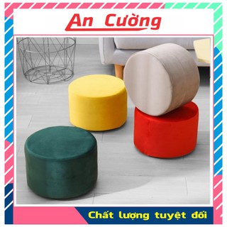 Ghế đôn💖𝑭𝑹𝑬𝑬𝑺𝑯𝑰𝑷💖Ghế đôn sofa gỗ tròn nệm bọc vải nhung cao cấp loại lớn