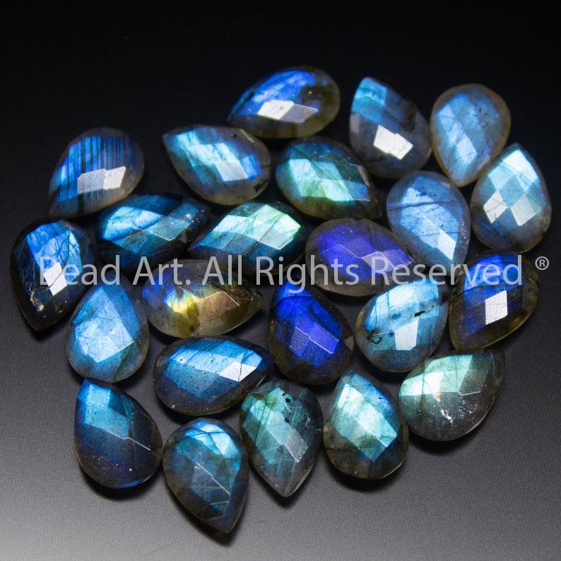 Hạt Labradorite (Hắc Nguyệt Quang) Giọt Nước Giác Cắt 12x8mm Loại AA,Phong Thuỷ, Làm Trang Sức, Mặt Dây Chuyền