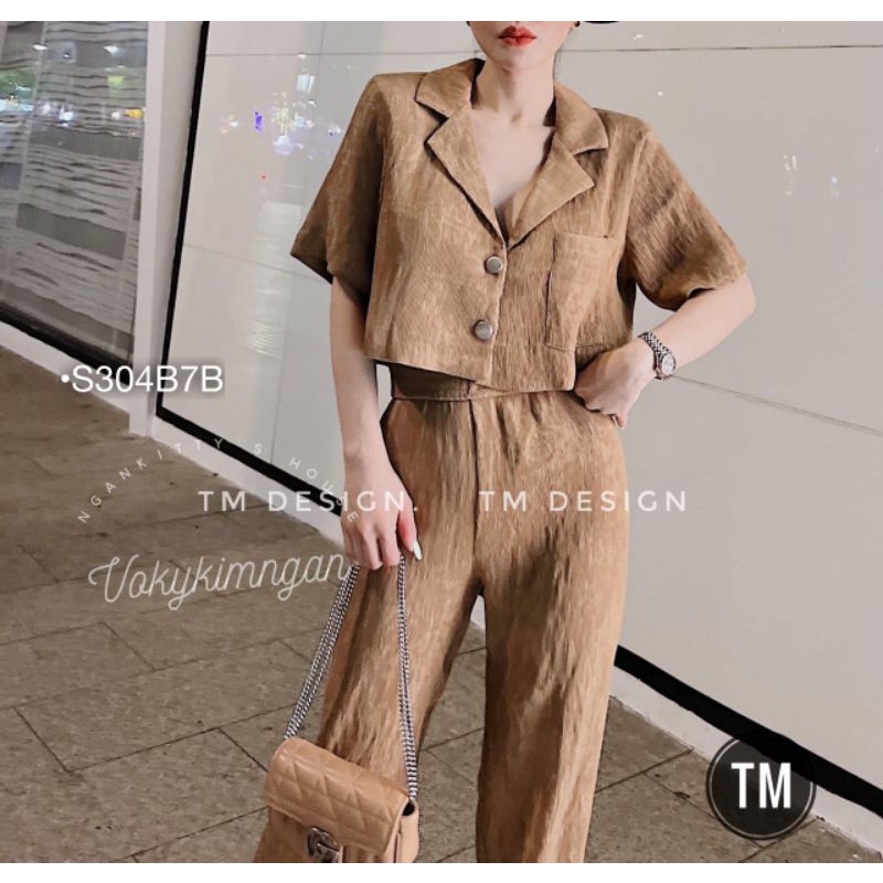 Set Sơ Mi Nữ Công Sở Đi Tiệc, Set Bộ Dài Vest QC Áo Vest Dáng Lửng Quần Suông Dài Lụa Đũi Cao Cấp 3 Màu Đen Trắng Nâu