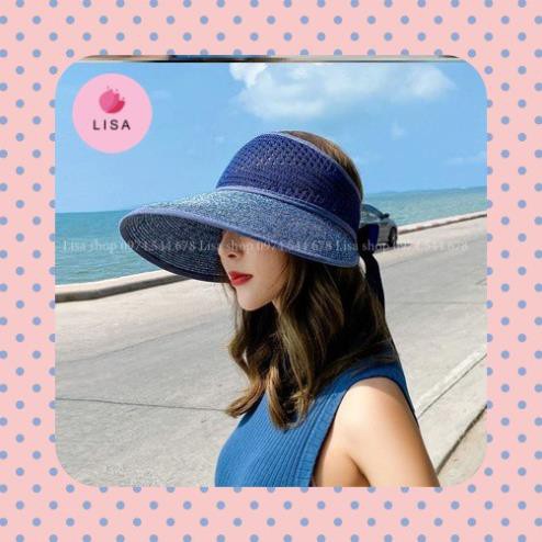 [HOTTREND- HÀNG CAO CẤP] Mũ cói đi biển, nón cói đi biển vành rộng hở chóp phối nơ mặt sau, M16