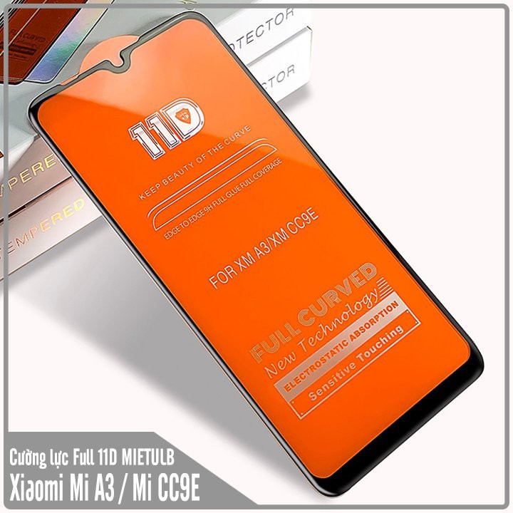 Kính cường lực 11D Xiaomi Mi A3 / Mi CC9E Full viền Đen MIETUBL