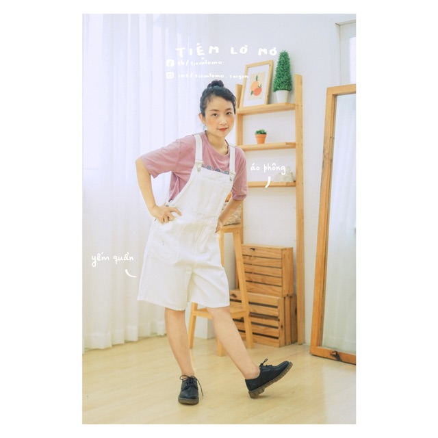 Yếm jean quần_màu trắng | BigBuy360 - bigbuy360.vn