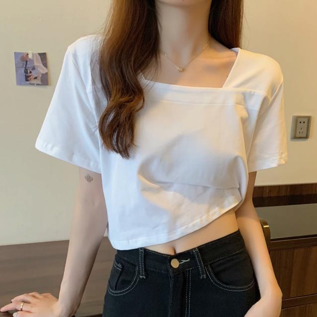 Áo thun lửng tay ngắn cổ vuông dáng rộng cho nữ WT-TX-45 | BigBuy360 - bigbuy360.vn