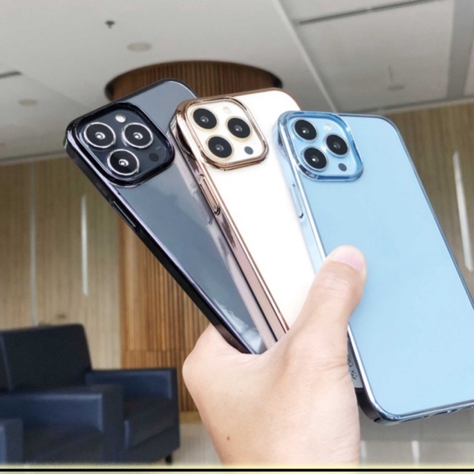 Ốp lưng Devia trong cứng viền màu cho iPhone 12 13 PRO MAX bất tử không ố màu sang trọng