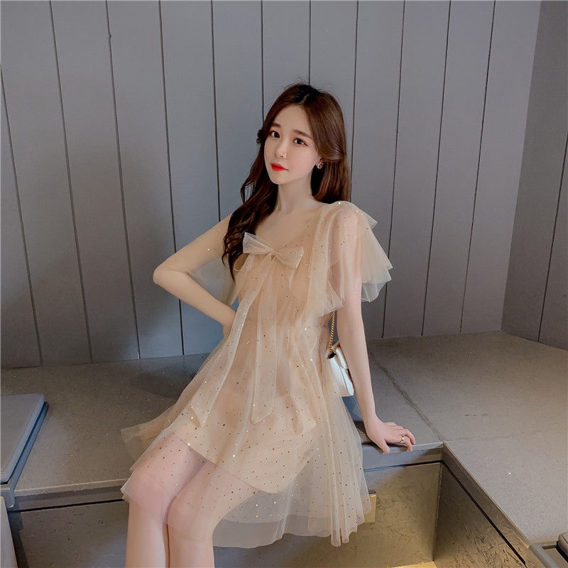 Đầm lưới IELGY hai mảnh họa tiết ngôi sao thời trang mùa hè