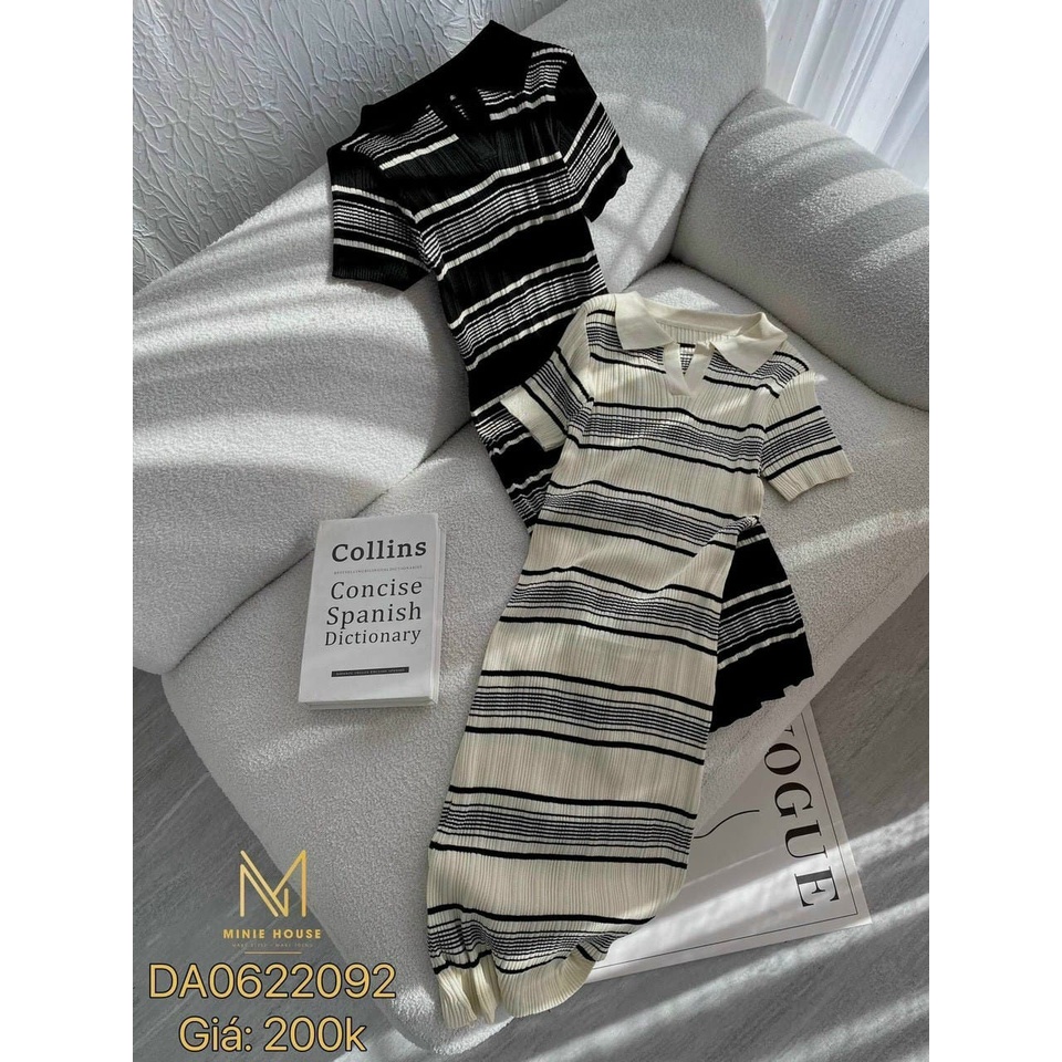 Đàm Body Cổ Bẻ Len Sọc