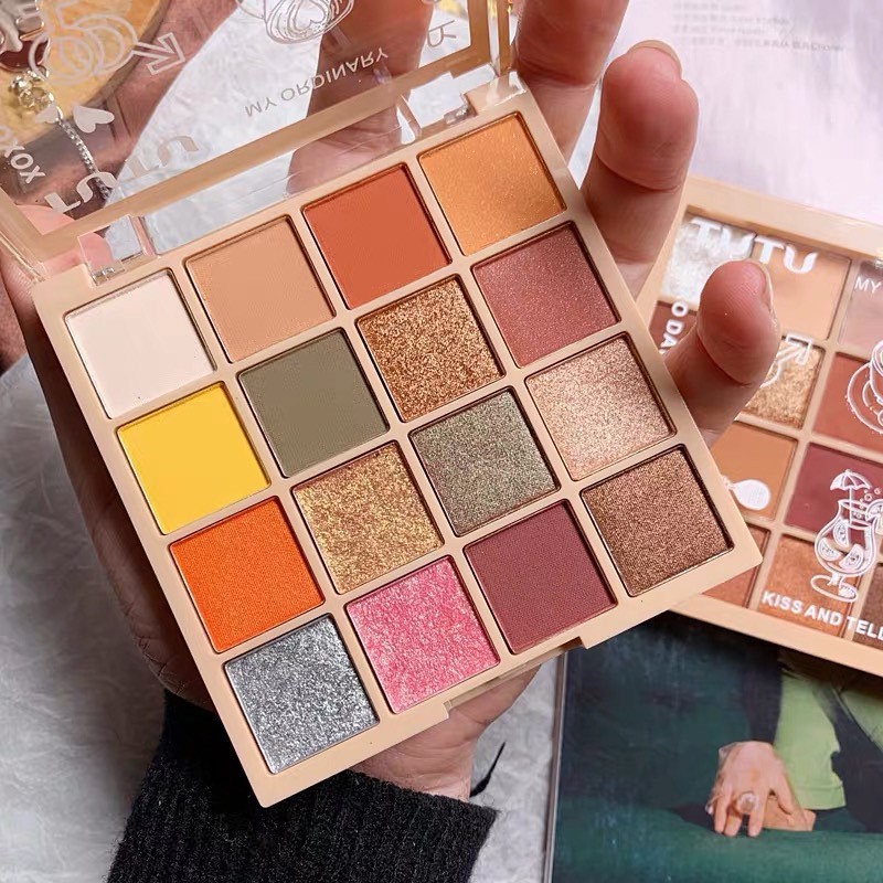 [FREESHIP TỪ 50K]Bảng mắt 16 màu TUTU KAQI COLOR Cam Đào Trung Tính | Thế Giới Skin Care