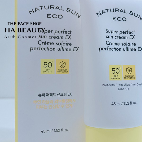 Kem chống nắng dưỡng ẩm da chống bụi mịn ánh sáng xanh The Face Shop Natural Sun Eco Super Perfect EX SPF50+PA+++ 45ml