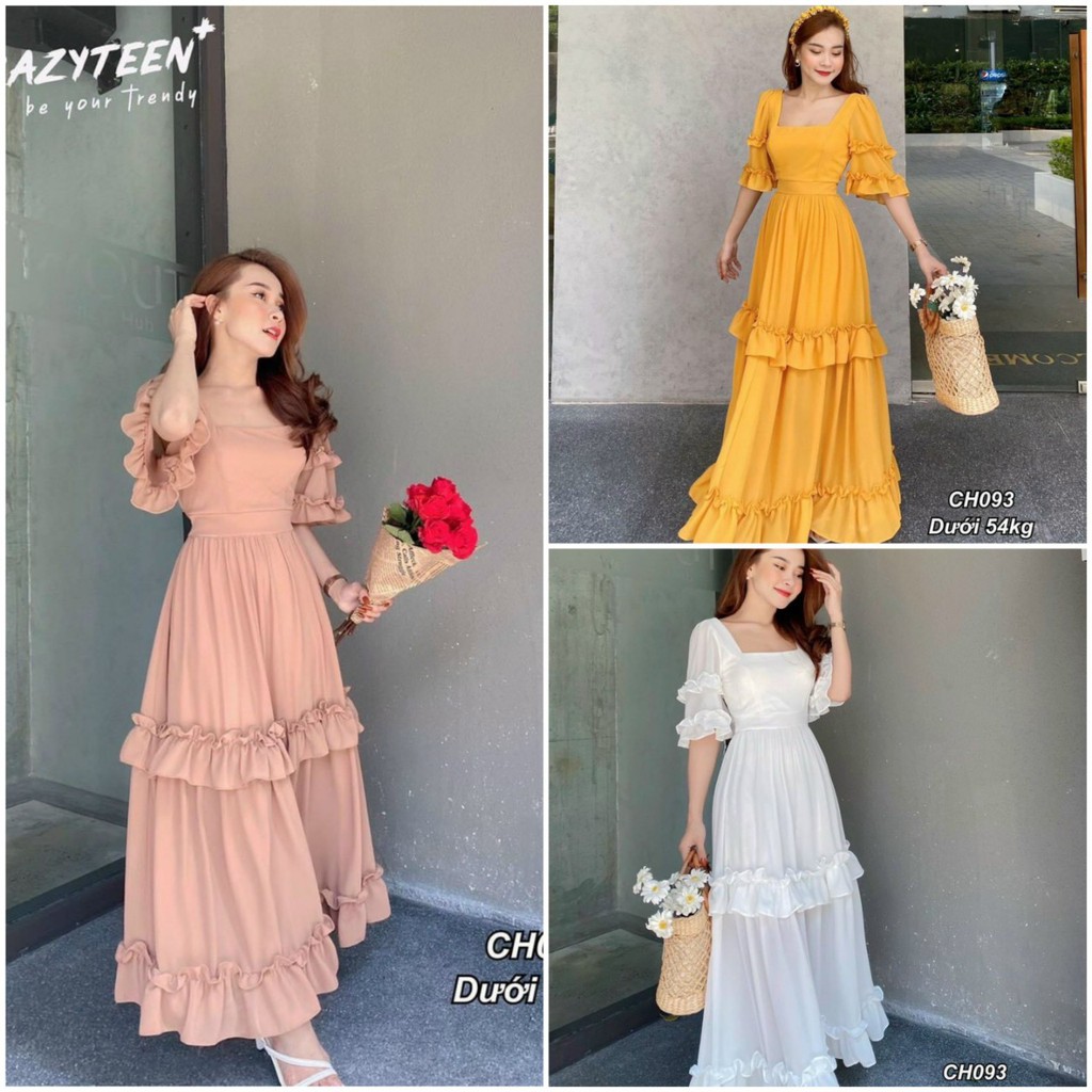 Đầm Maxi đi biển, dáng dài, xếp tầng, mê mẩn em này luôn VINTAGE STORE1