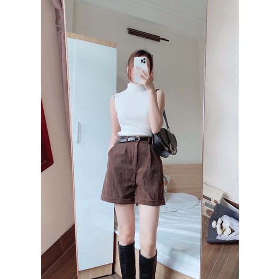 SOONI PANTS - quần sooc nhung tăm Hàn Quốc