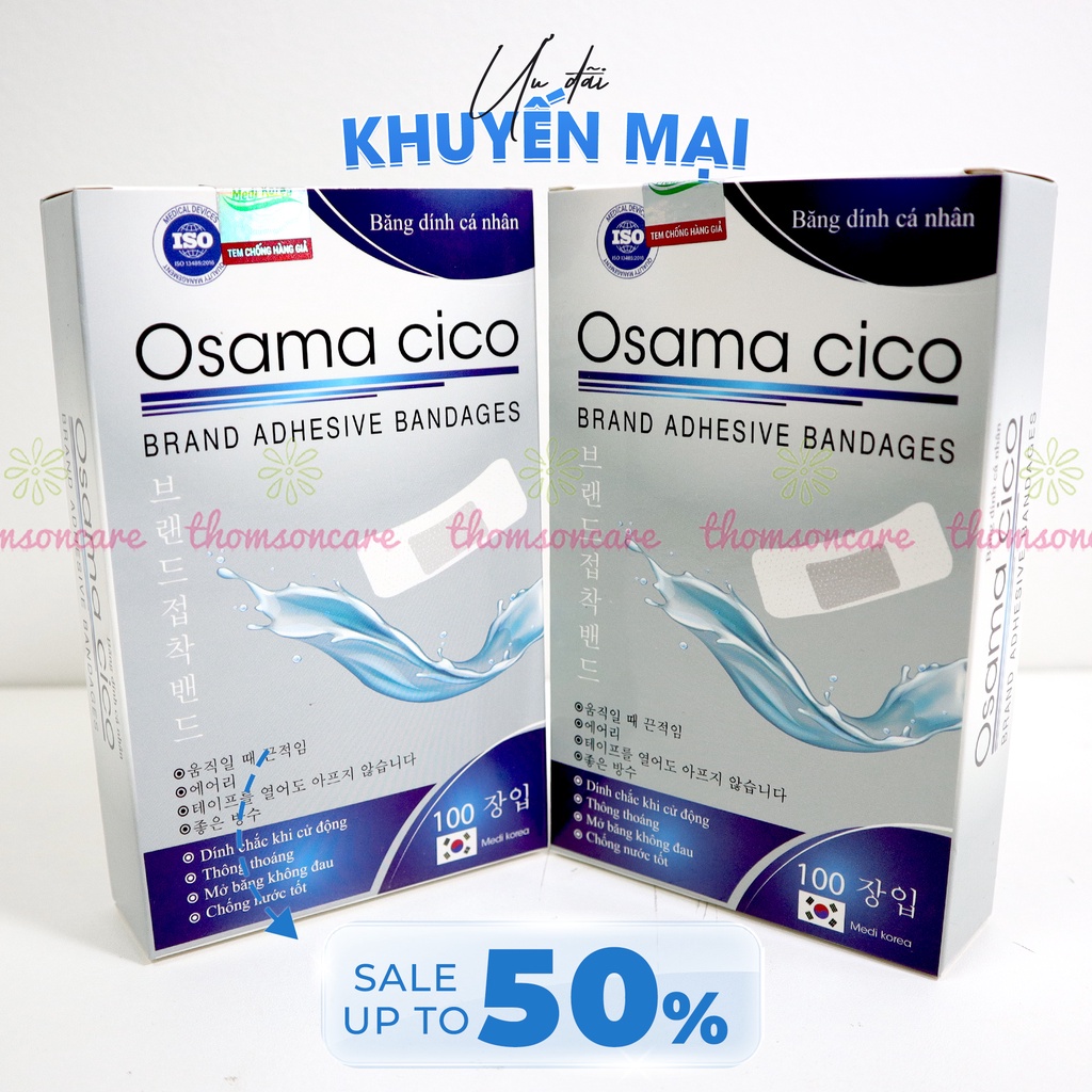 Băng cá nhân trong suốt Plaid Adhesive, băng dính vết thương thẩm mỹ, che mụn  hộp 100 miếng chống nước