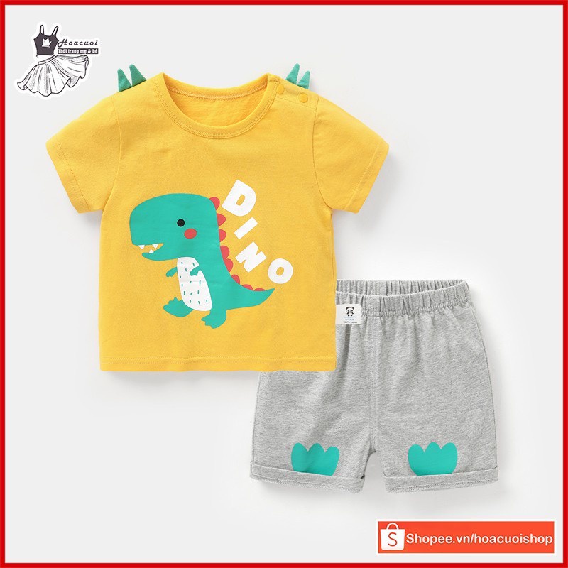 Bộ cộc ngắn Minky thun lạnh hình thú có tai vai size 73-110 cho bé