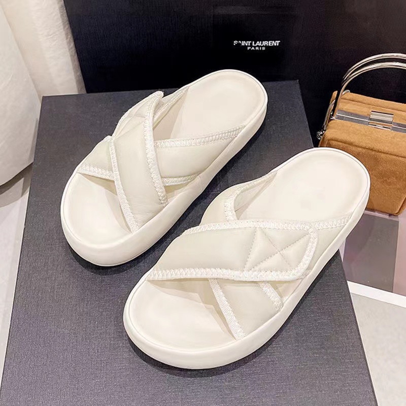 Dép Da Thật Mũi Vuông Đế Dày Thoải Mái Thời Trang Mùa Hè