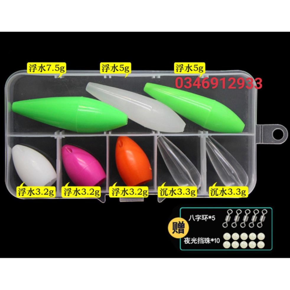 Combo Hộp 8 Hạt Kèm Phụ Kiện Hỗ Trợ Ném Xa Dùng Câu Lure_ BM_03