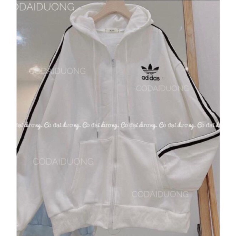 Áo Khoác Nỉ Nam Nữ Adidas Logo Thêu. Áo Khoác Thể Thao Ba Sọc Siêu Hot