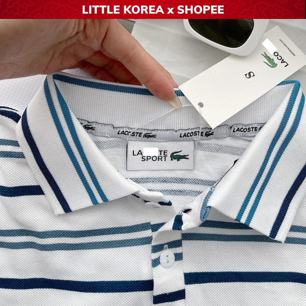 Áo Polo Nữ Tay Ngắn Dáng Ôm Slimfit Cổ Bẻ Vải Cotton Cao Cấp Kẻ Sọc Ngang - LITTLE KOREA