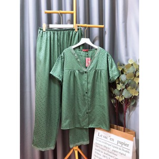 (Bigsize 60-85kg) Bộ Lụa Gấm cổ phối ren tay ngắn quần dài
