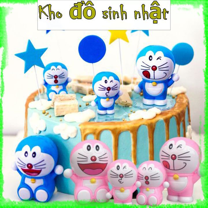 Túi 4 mèo Doraemon trang trí bánh kem, mèo doremon trang trí