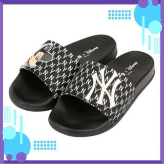 Dép Quai Ngang MLB Mickey Đen In chữ NY Thời Trang Nam Nữ Siêu Hot Siêu Êm - Siêu Đẹp