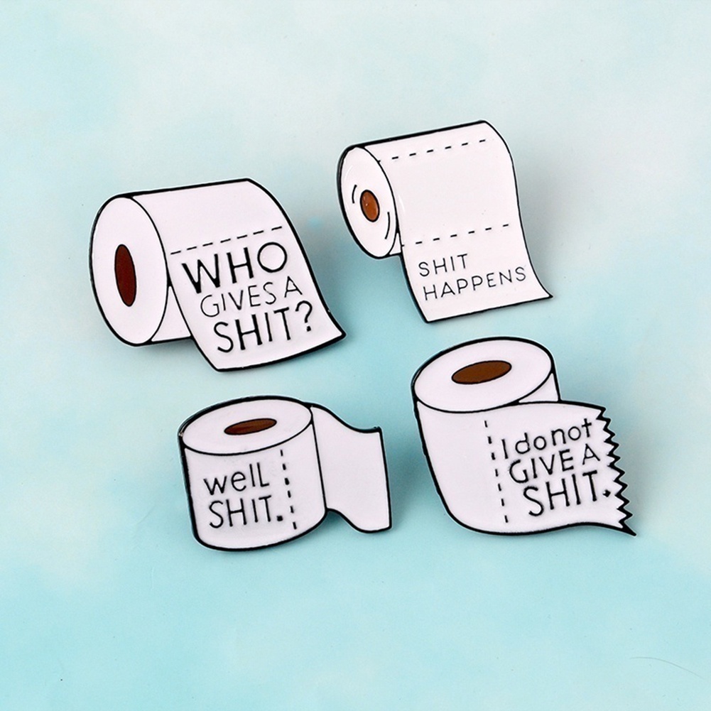 Ghim cài quần áo tráng men thiết kế cuộn giấy in chữ ngộ nghĩnh làm quà tặng trang sức