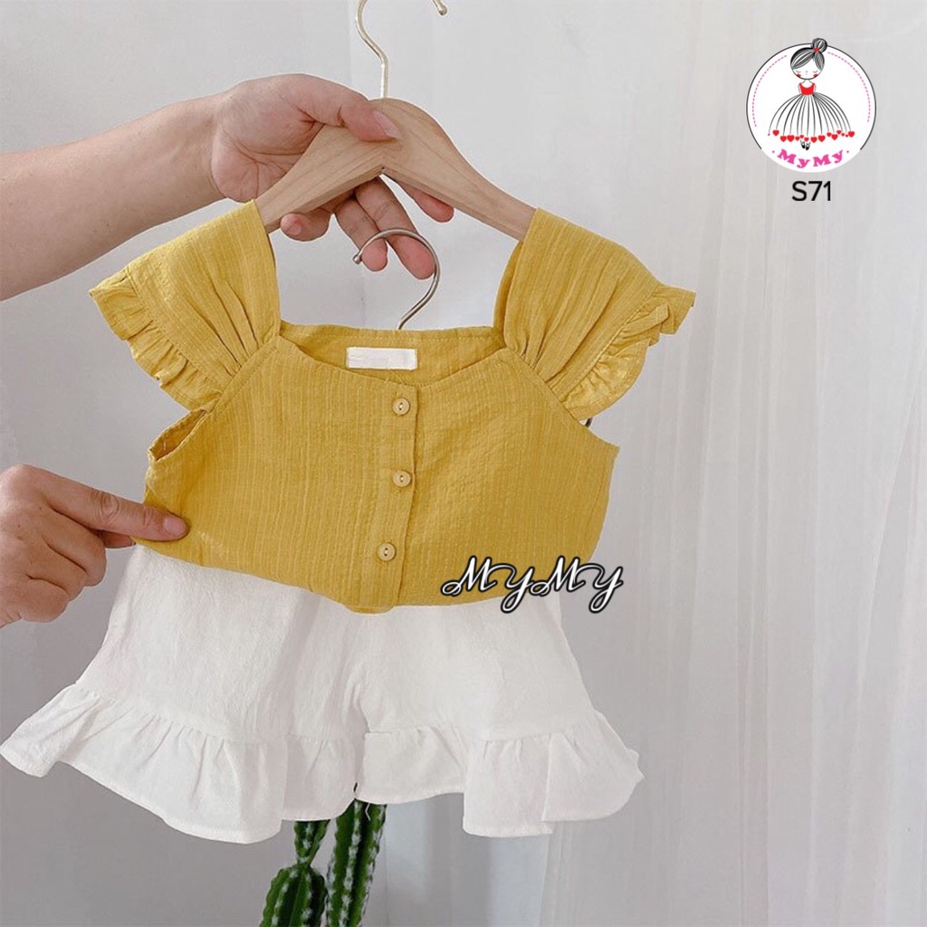Set áo vàng quần trắng
