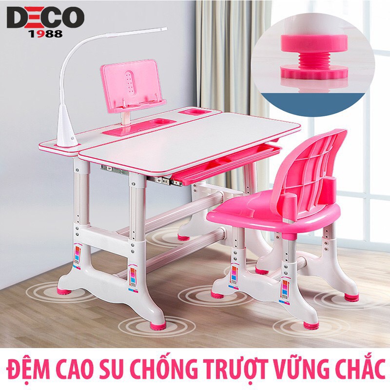 Bàn học thông minh chống gù B05, bàn học sinh cho bé từ tiểu học SIZE LỚN 80 CM (Tặng kèm đèn học + đệm tựa lưng)