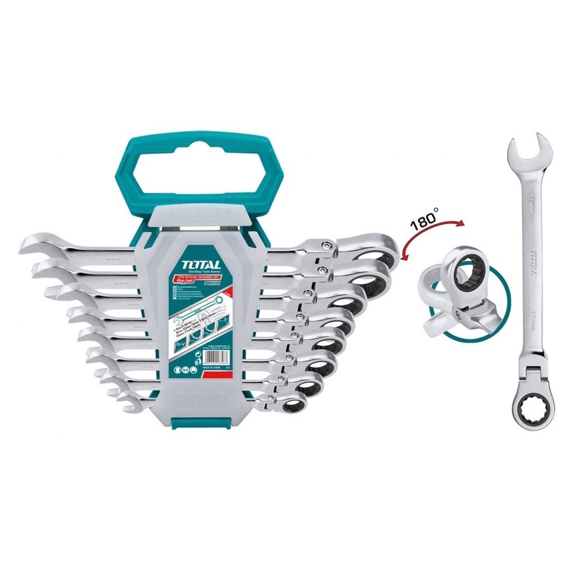 Bộ cờ Lê vòng miệng tự động và lắc léo TOTAL THT102RK586