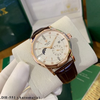Đồng hồ Cơ nam Rolex máy cơ automatic dây da sang trọng chống nước bảo hành 12 tháng DH551.