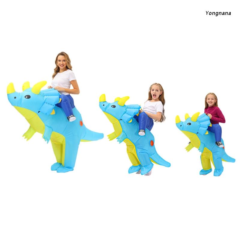 Trang phục hóa trang khủng long bơm hơi Triceratops vui nhộn cho trẻ em và người lớn