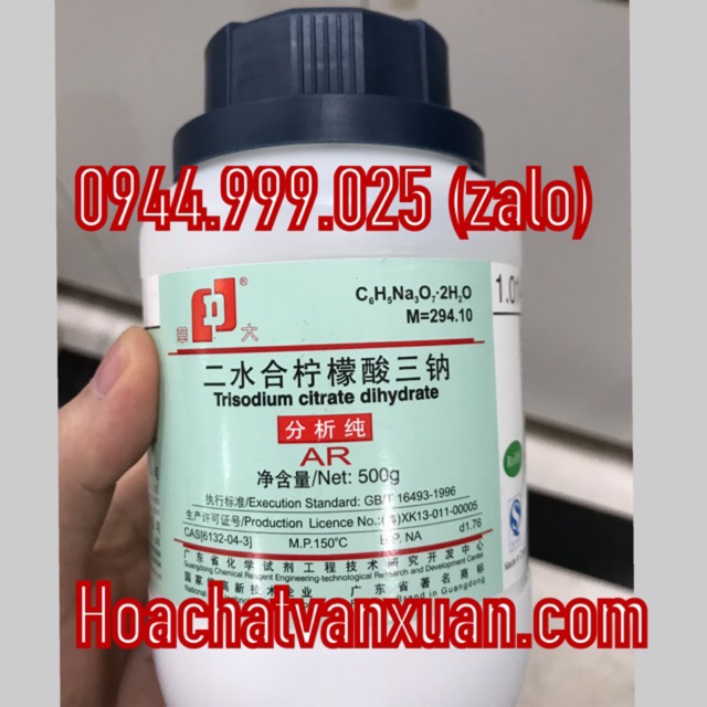 Sodium citrate tribasi Trisodium citrate dihydrate Xylong CAS 6132-04-3 C6H5Na3O7·2H2O chai 500g