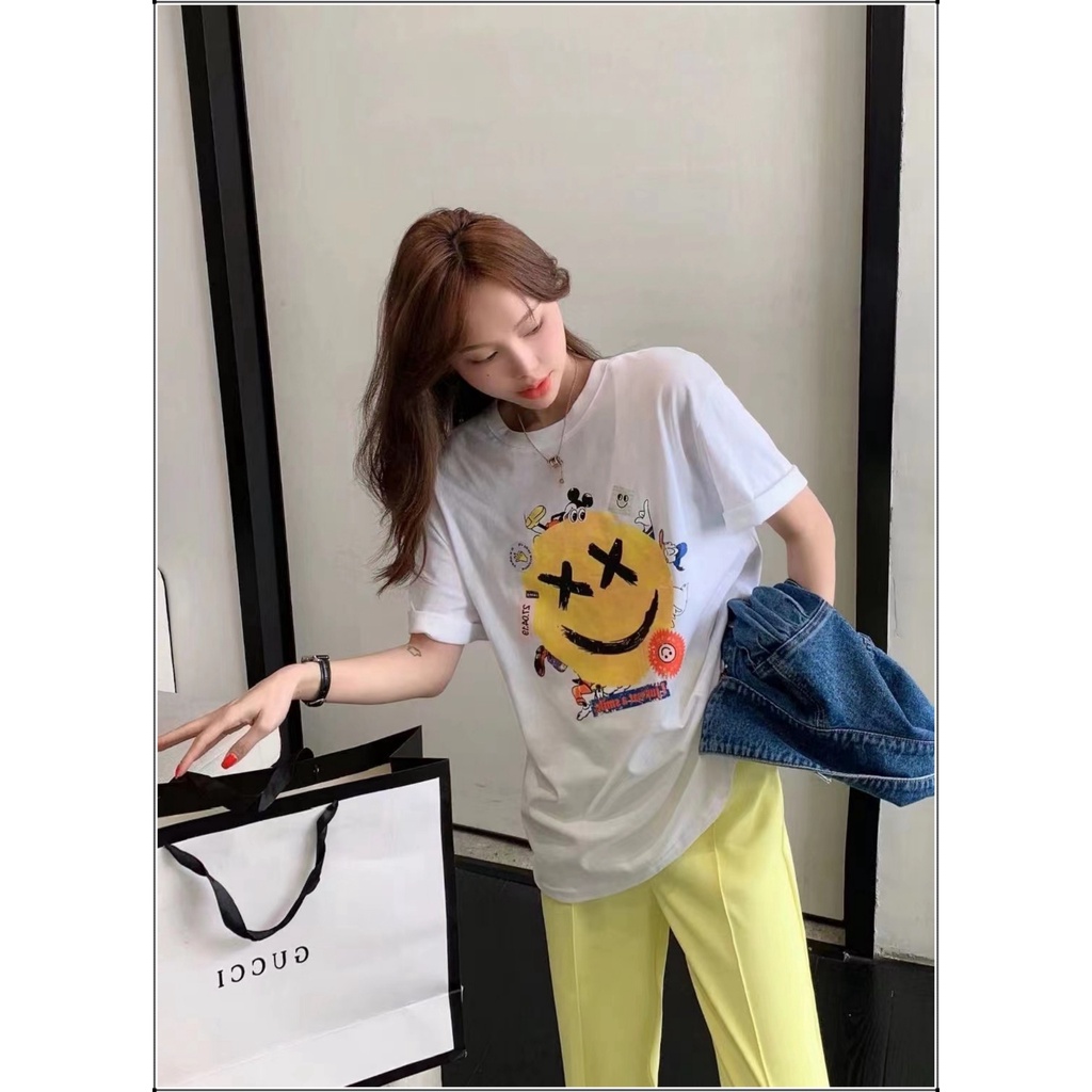 Áo Thun Mặt Cười Siêu Kute Phong Cách Trẻ Trung Năng Động, Cotton Mịn Thoải Mái Hoạt Động Hè 2022
