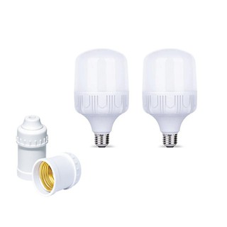 Bộ 2 Bóng đèn Led Trụ buld 30w và 2 đui treo không dây trắng
