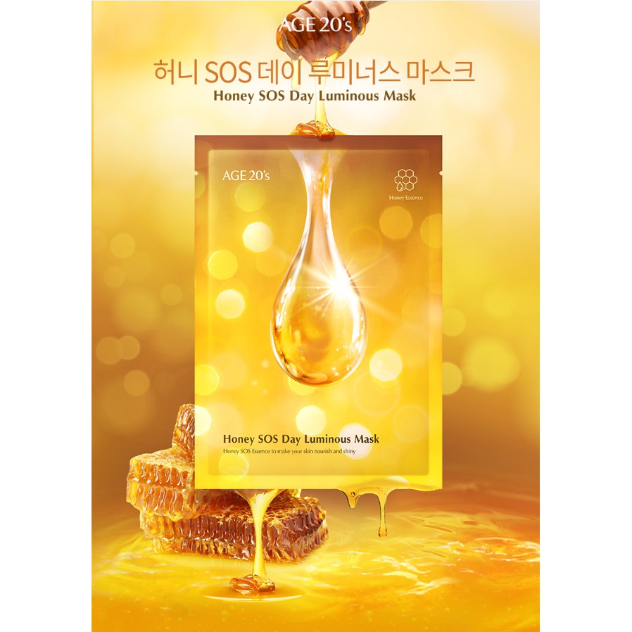 Mặt Nạ Mật Ong Dưỡng Trắng Cấp Ẩm Thần Tốc Age20's SOS Day Mask Honey Luminous 30g